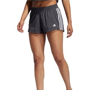 Adidas Women's Pacer 3 Stripe Woven Polyester Gym Shorts Dark Grey Small
